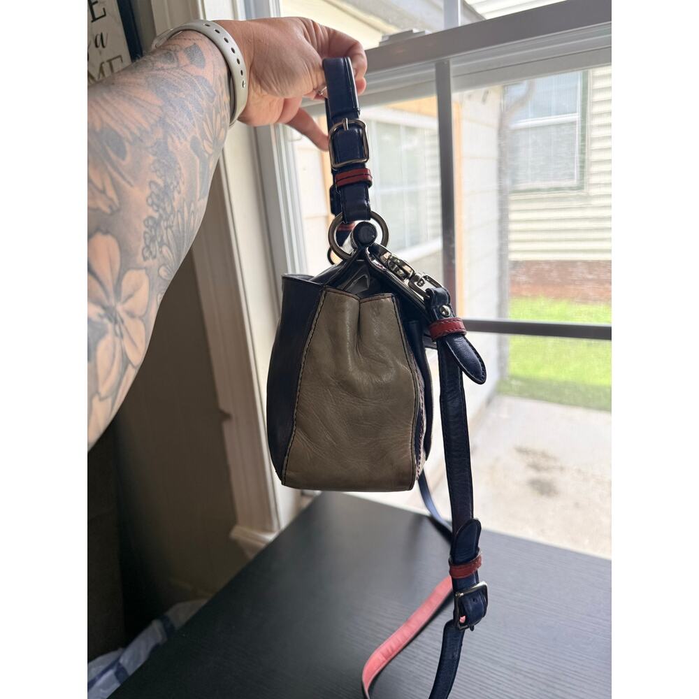 Coach Legacy Leather Turnlock Flap Shoulder Bag Blue Red Cream Crossbody Y2K Era - Picture 15 of 16